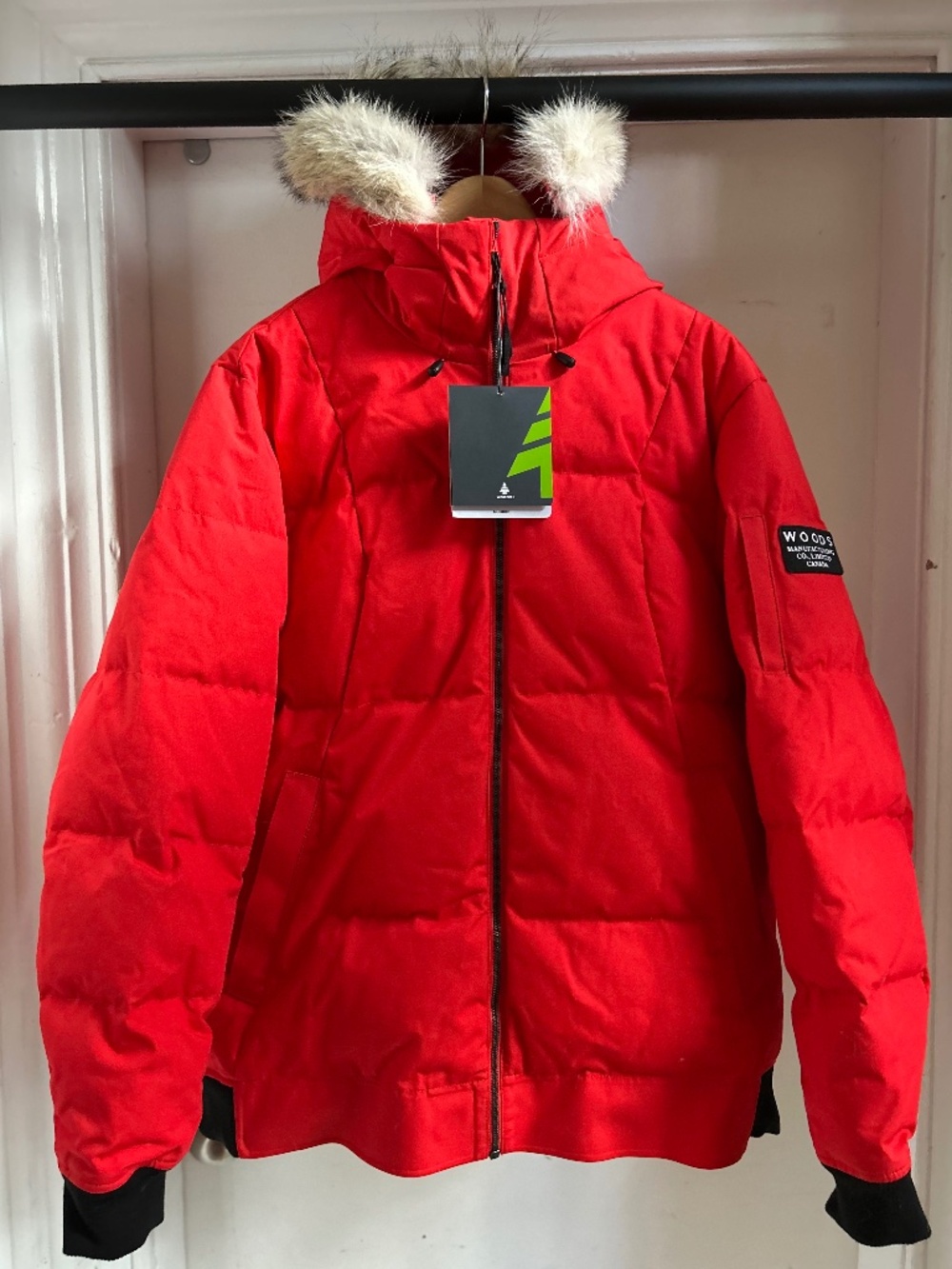 Woods McBride Down Parka Red Fur Trim - New With Tags